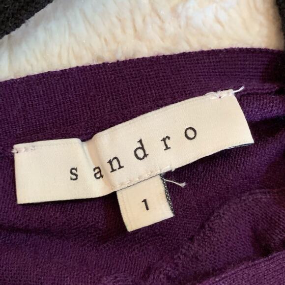 Sandro deep purple open criss cross back wool blend sweater size 1 or Small - Picture 10 of 12